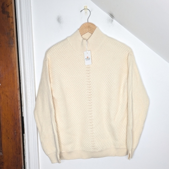 MARINE LAYER Ivory Skylar Turtleneck Chunky Knit Wool Blend Sweater NEW Size XL - Picture 1 of 10
